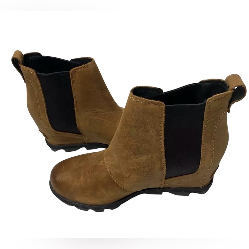 SOREL JOAN OF ARCTIC WEDGE ELK CHELSEA BOOTS WOMENS SIZE 8 WATERPROOF BROWN
